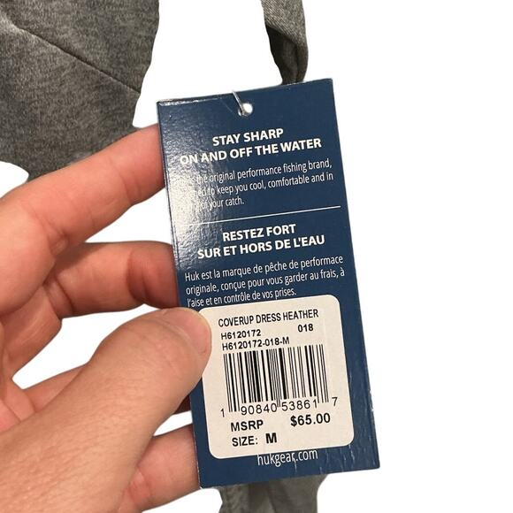 Huk Womens Coverup Dress Size Medium Gray Fishing Beach Outdoor Water Sports NEW - Picture 7 of 9